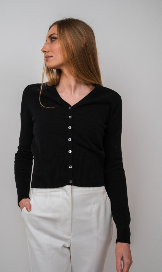 Cropped Vee Cardigan