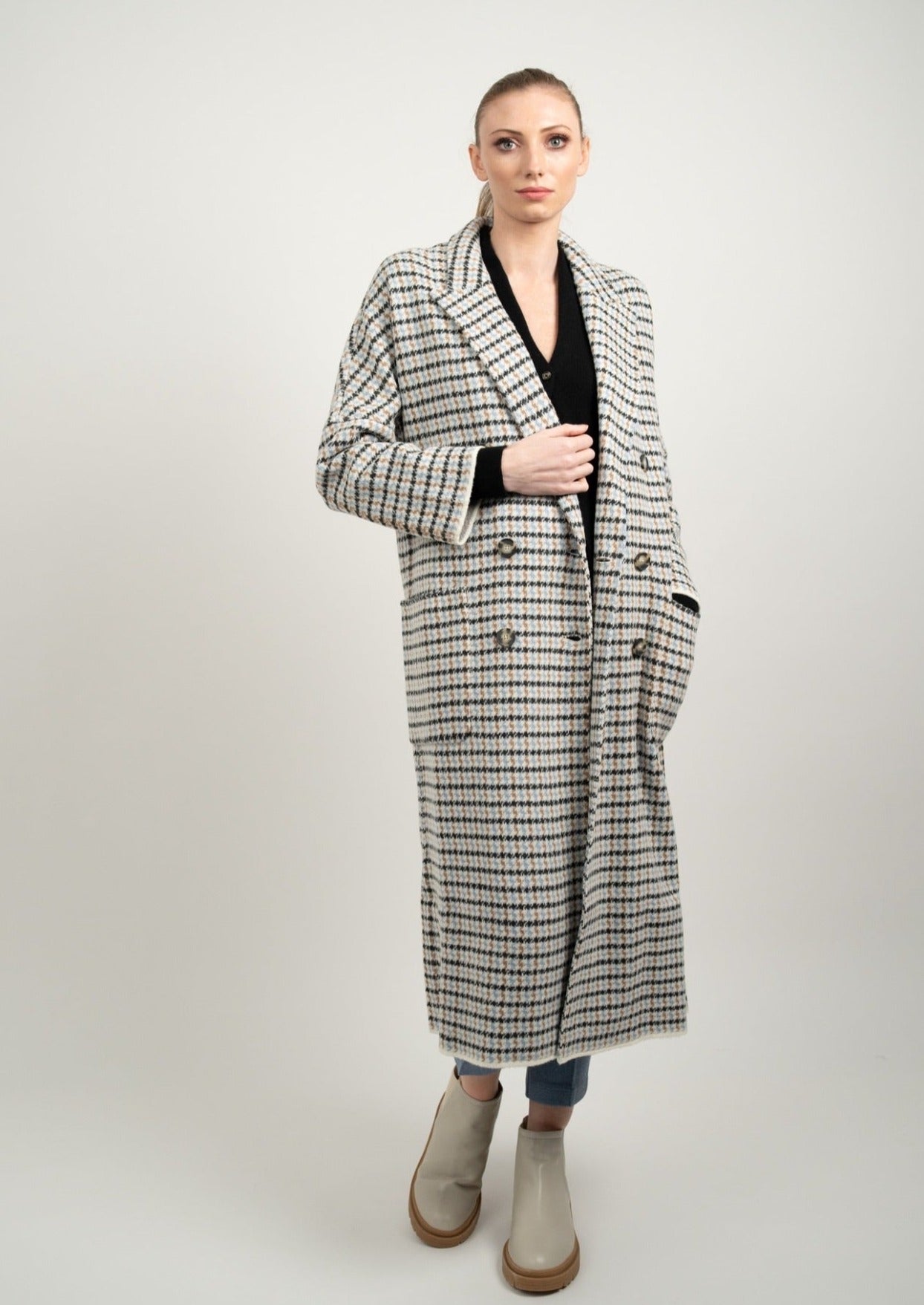 Wool Check Coat