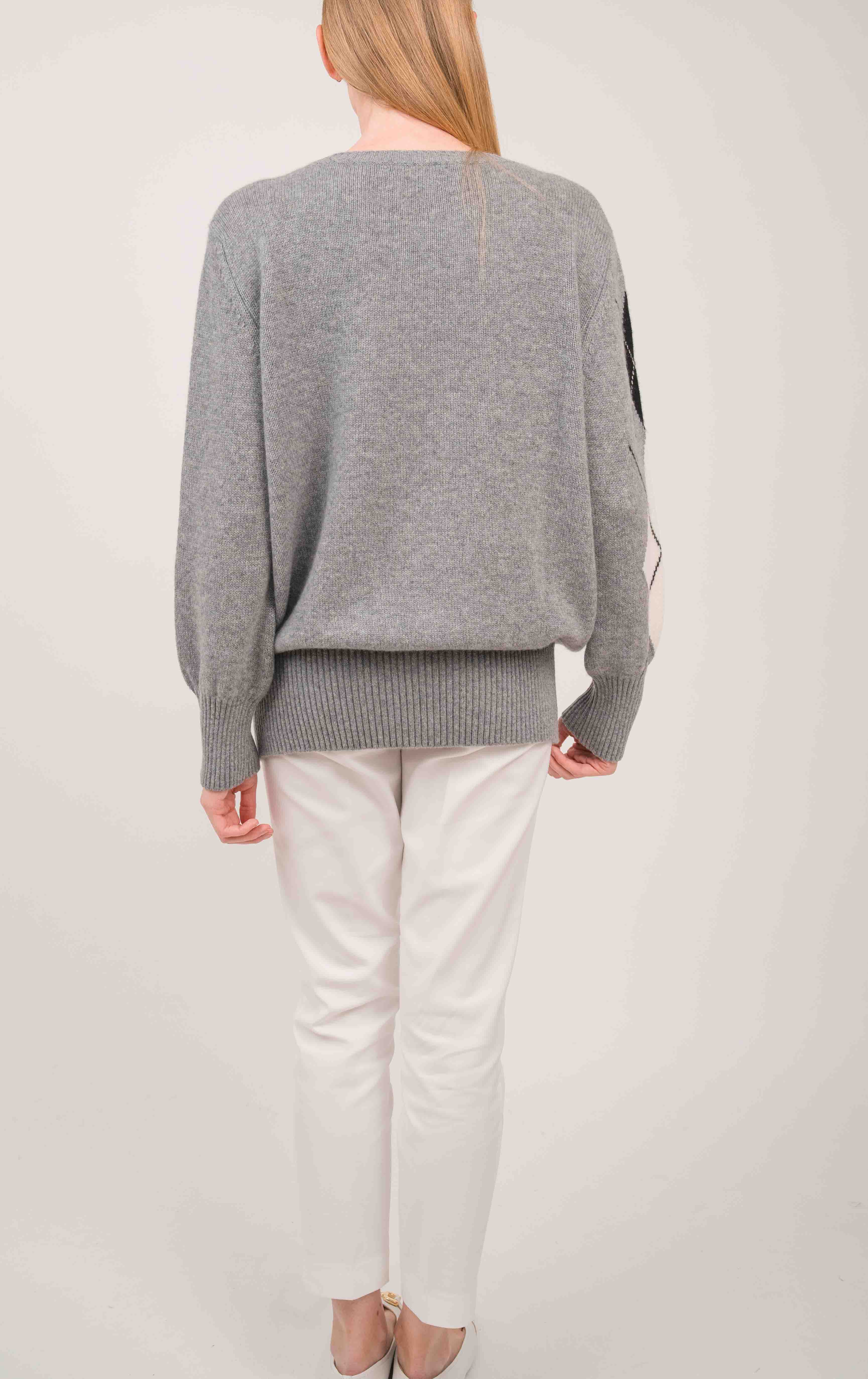 Argyl detailed oversized cashmere crew