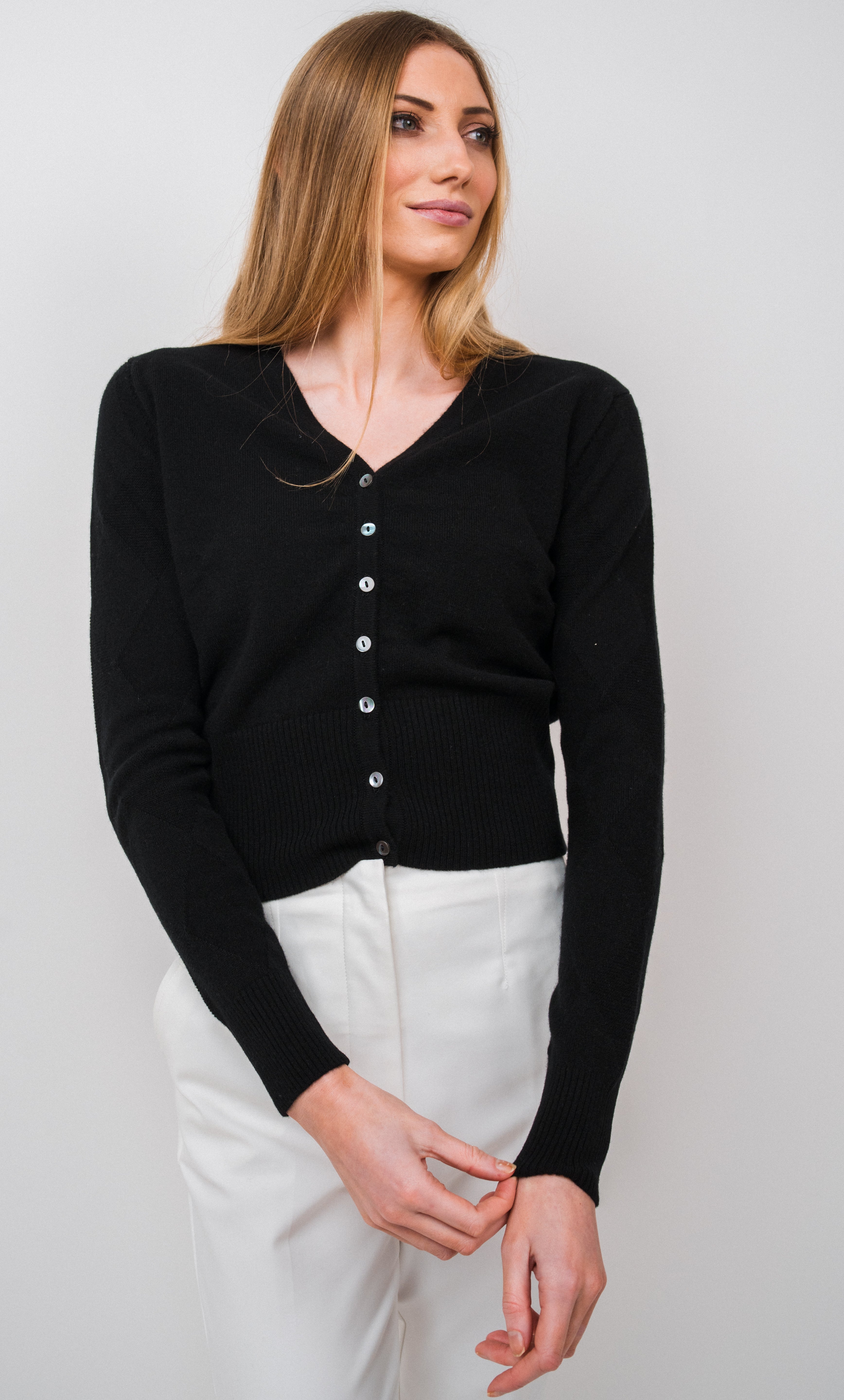 Cropped Vee Cardigan