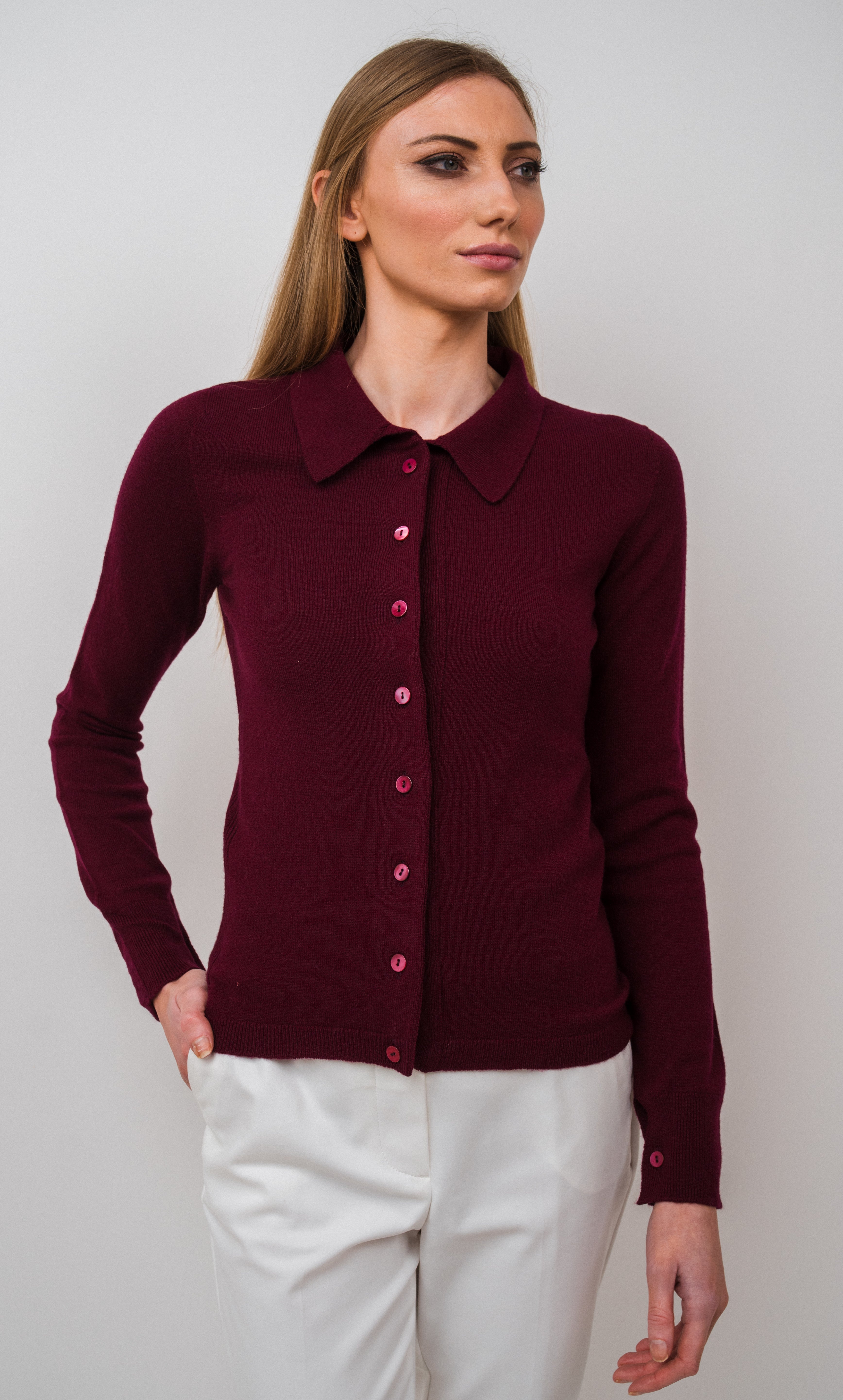 Kanoya Cashmere Cardigan  with collar