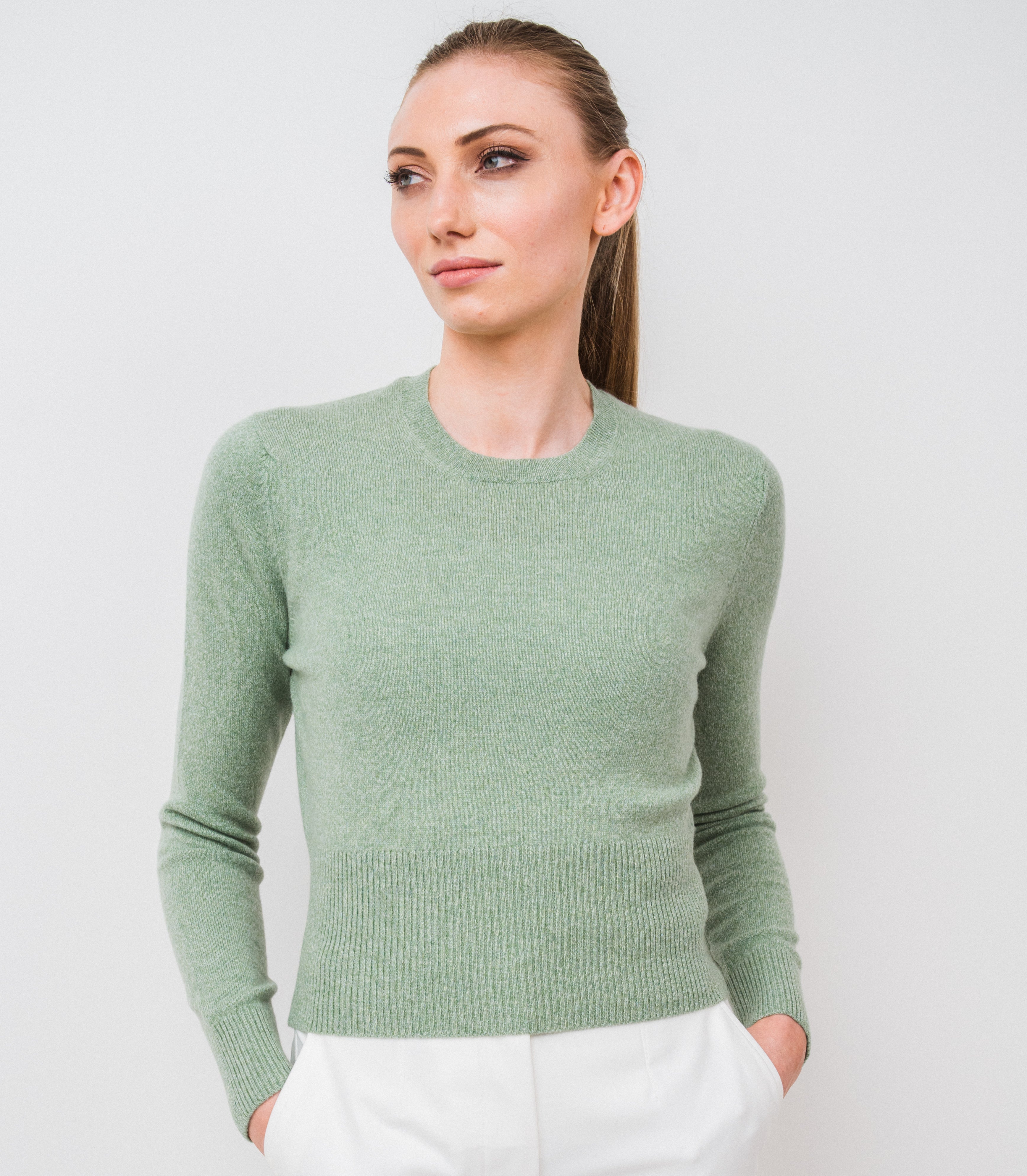 SMC Cropped Crew Cashmere Sweater