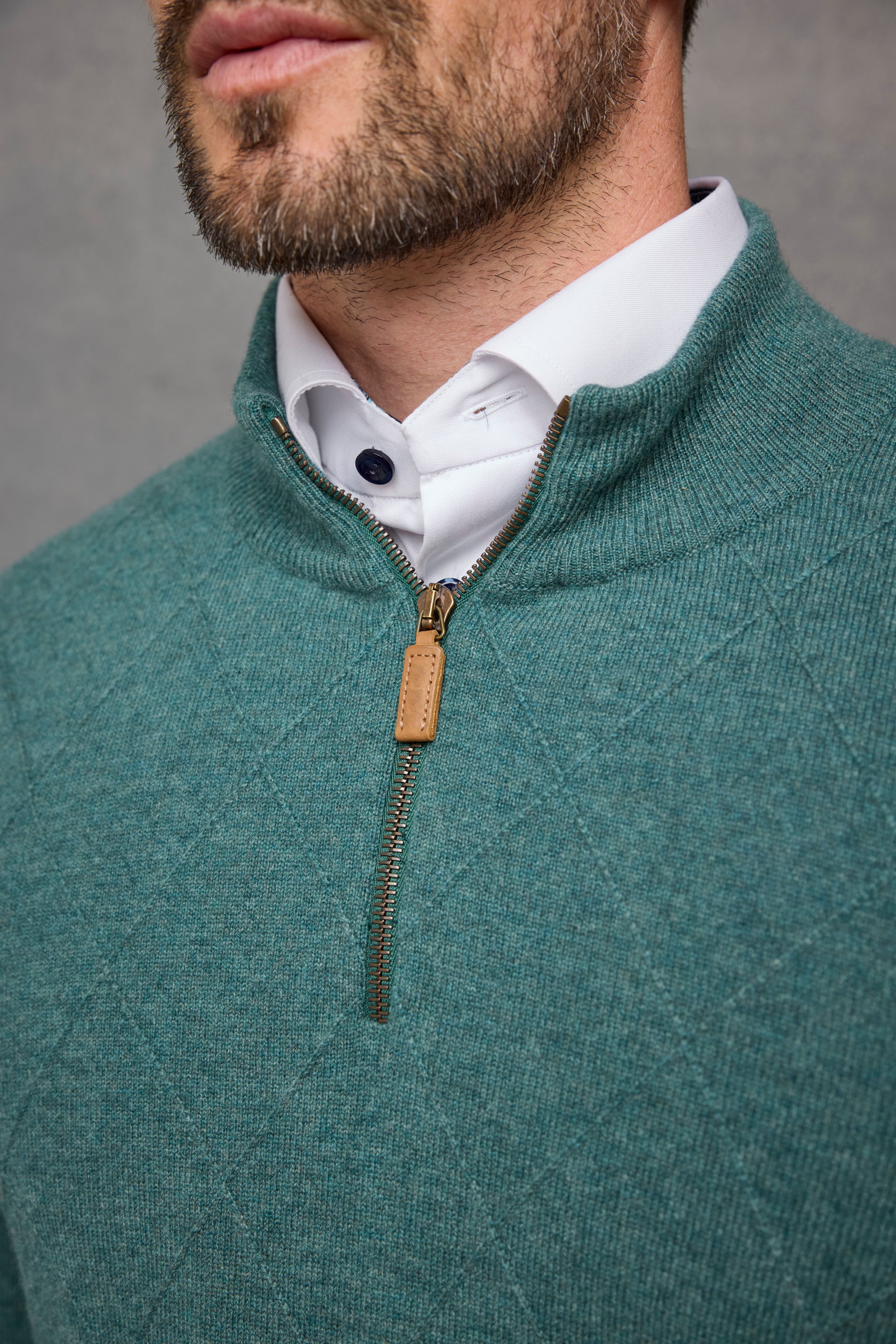 Textured Diamond Cashmere 1/4 Zip