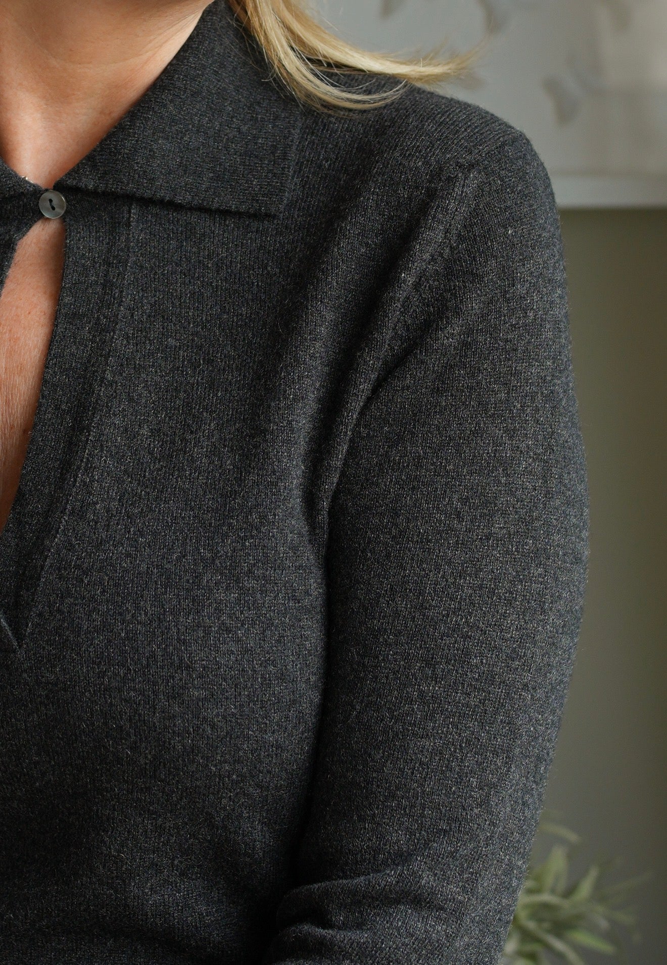 SMC Shirt Collar Cashmere Dress