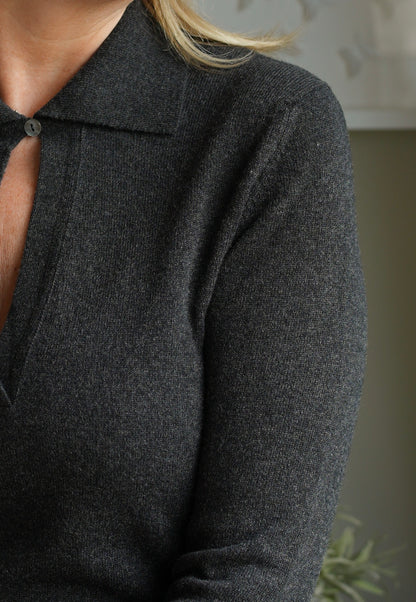 SMC Shirt Collar Cashmere Dress