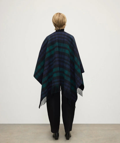 Checked Pue Wool Cape