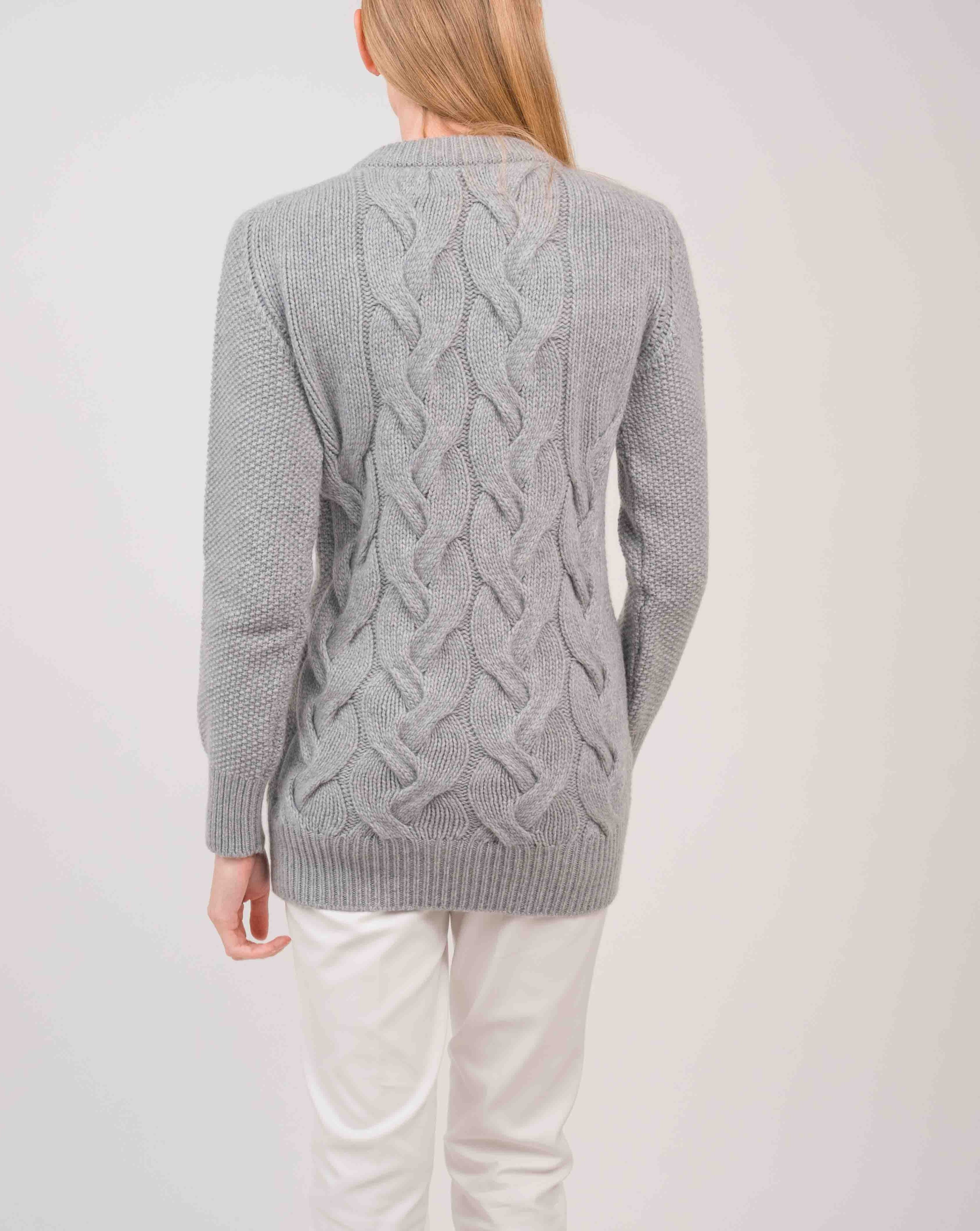 Cashmere Cable Front Crew Neck
