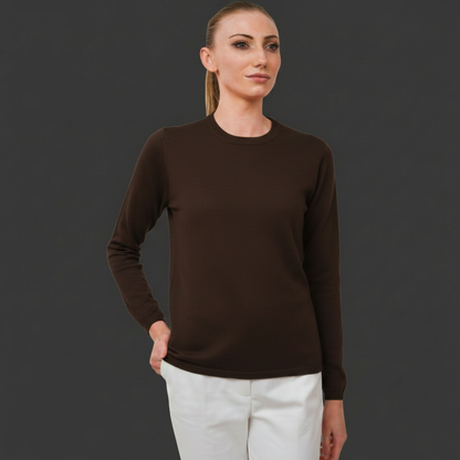 Charlotte Crew Neck in Dark Chocolate Brown