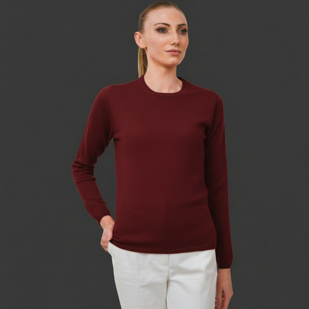 Charlotte Crew Neck in Deep Claret Wine