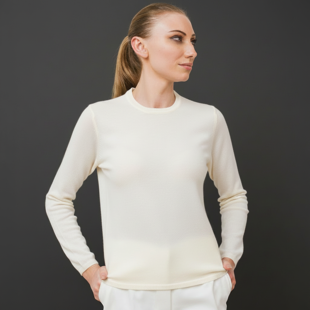 Charlotte Crew Neck in Natural Cream