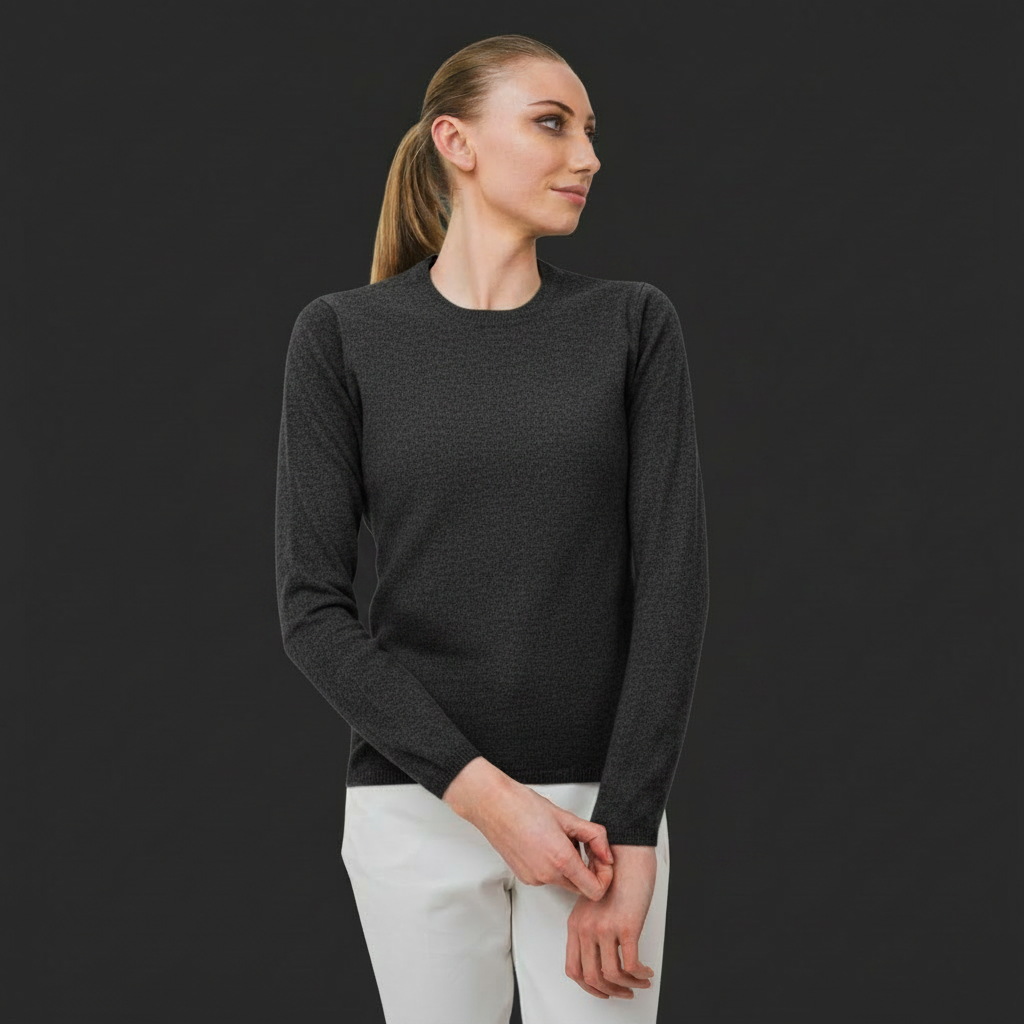 Dark Grey Crew Neck – Square, Dark Charcoal Background
