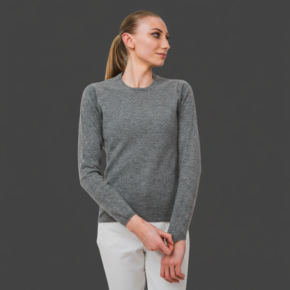 Grey Crew Neck – Square, Dark Charcoal Background