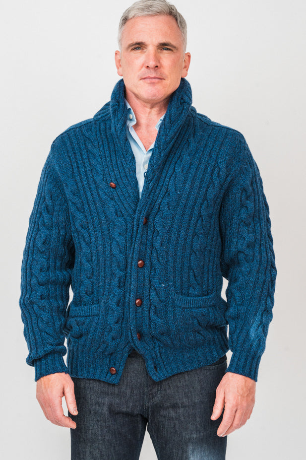 Mens patterned shawl clearance cardigan