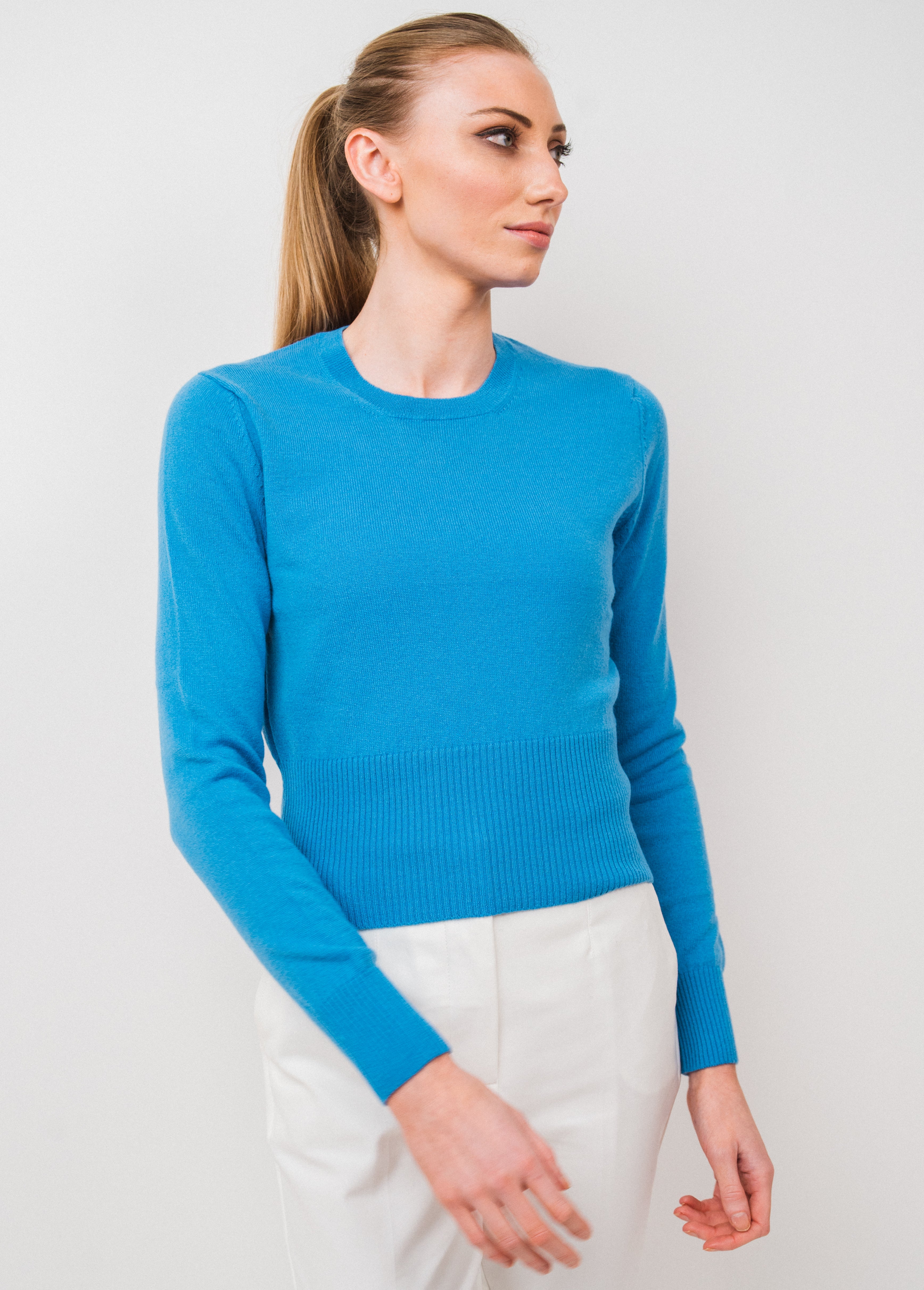 ch03593 Cropped Crew pure cashmere