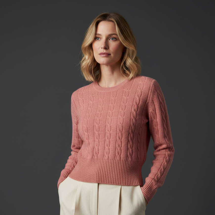 Pink Cable Knit Sweater